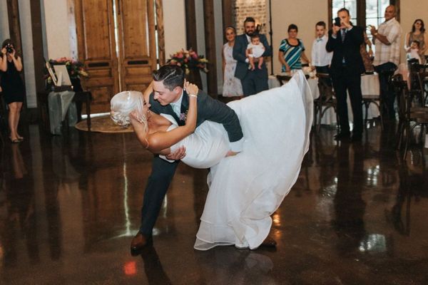 Bride and groom first dance at wedding reception