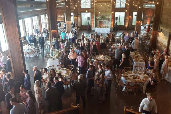 Wedding cocktail hour with curated background music